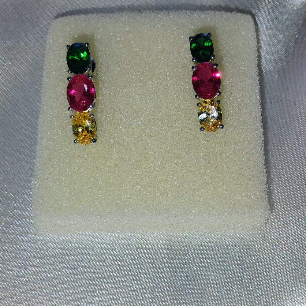Simulated diamond 3 Stone earrings